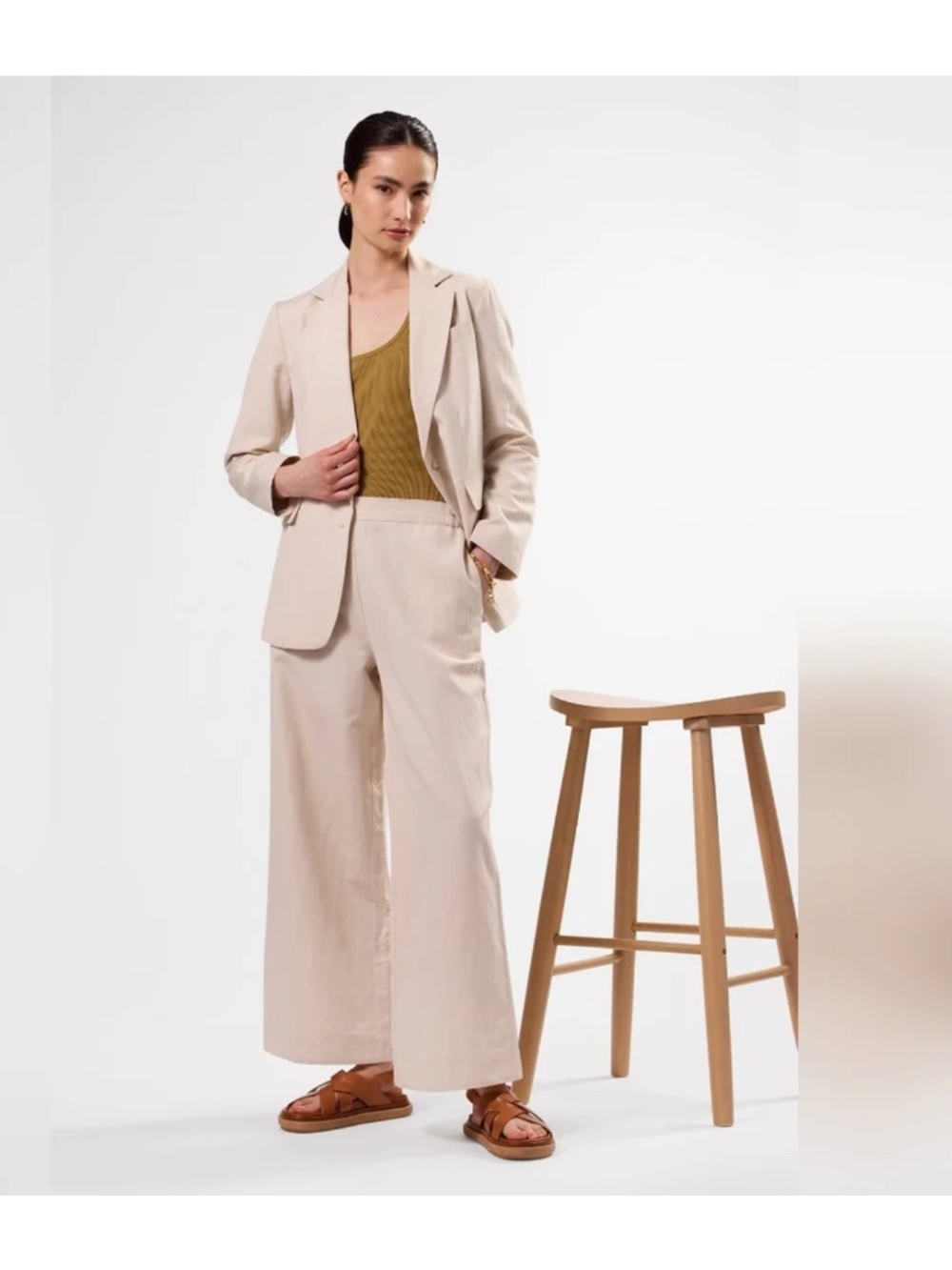 NWT!!! Amour Vert Linen Wide-Leg Pants - Natural, size S